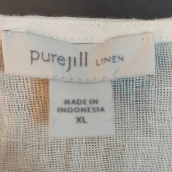J Jill purejill Linen Popover Top White XL - Picture 4 of 7